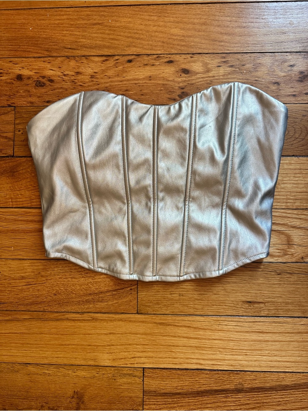Strapless Metallic Silver Bustier Top- M